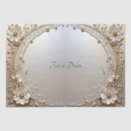 Modern White Flowers Pearls Tissue Paper Seidenpapier