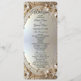Modern White Flowers Pearls Wedding Program Programm