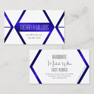 Modern White Geometric Blue Shimmer Eye Catcher Visitenkarte
