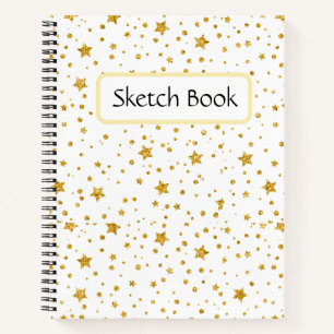 Modern White & Gold Celestis Sketch Notizbuch