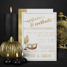 Modern White Gold Elegant Adult Halloween Party 