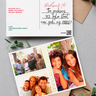 MODERN WHITE Gold MERRY CHRISTMAS MULTI Foto Folien Feiertagspostkarte