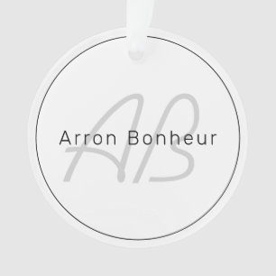 Modern White Gray & Black   Cooler Name und Monogr Ornament