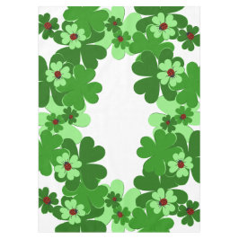Modern White, Green, Red Ladybug Insect & Clover Tischdecke