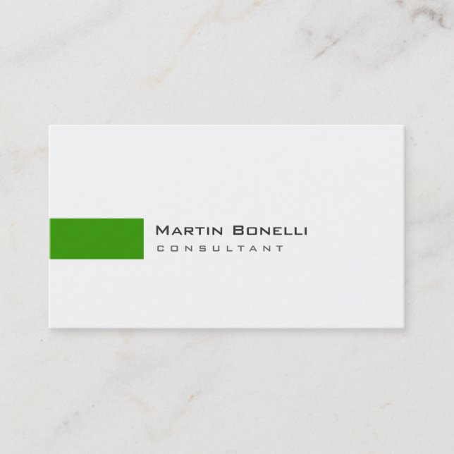 Modern White Green Simple Consultant Business Card Visitenkarte (Vorderseite)