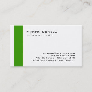 Modern White Green Simple Consultant Business Card Visitenkarte