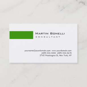 Modern White Green Simple Consultant Business Card Visitenkarte
