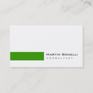 Modern White Green Simple Consultant Business Card Visitenkarte