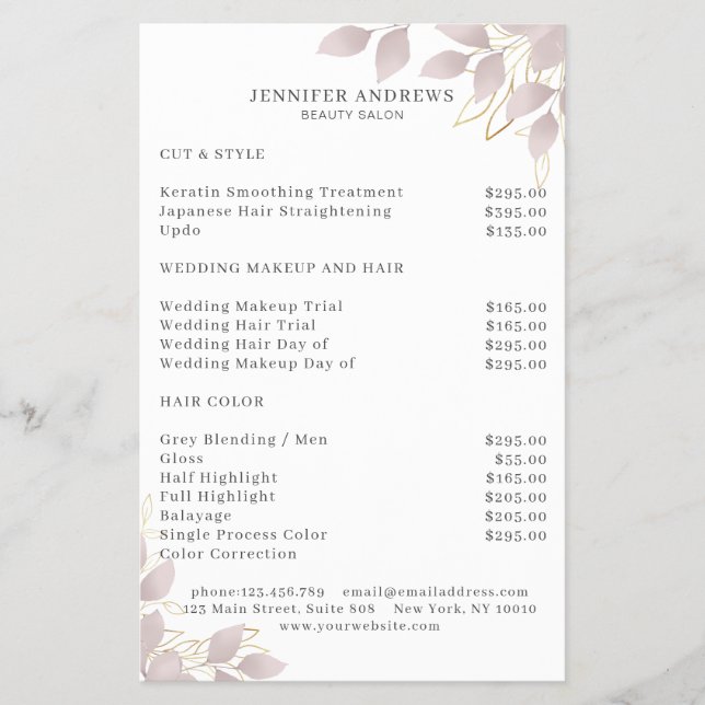 Modern, White Grey-Pink Leafy Flyer (Vorne)