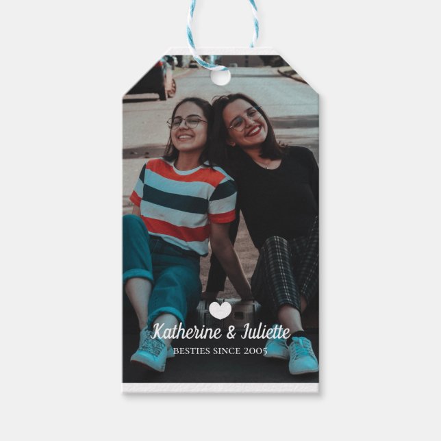 Modern White Heart Best Friend Friendship Foto Geschenkanhänger (Vorderseite)