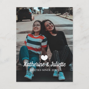 Modern White Heart Best Friend Friendship Foto Postkarte