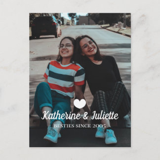Modern White Heart Best Friend Friendship Foto Postkarte