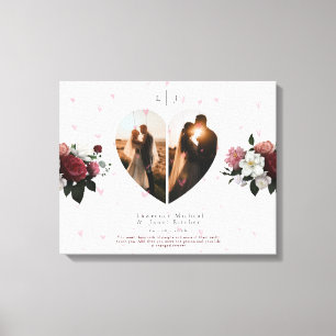Modern White Heart Shaped Foto Collage for Couple Leinwanddruck