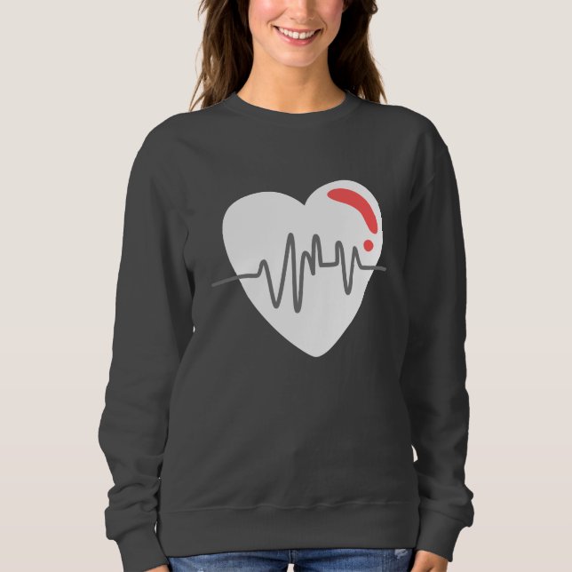 Modern White Heartbeat Frauen grau Sweatshirt (Vorderseite)