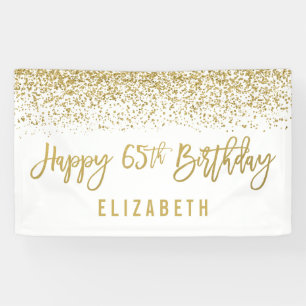 Modern White Imitats Gold Glitzer 65. Geburtstag Banner