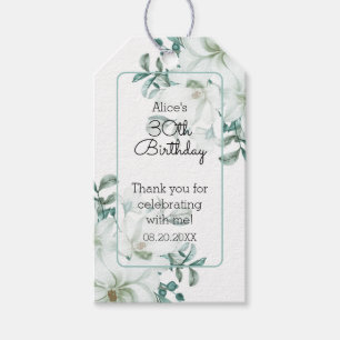 Modern White Magnolia Greenery 30. Geburtstag Geschenkanhänger