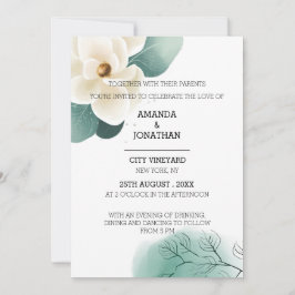Modern White Magnolia Wedding Card Einladung