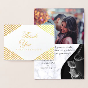 Modern White Marble Black Abstrakt Danke Karte