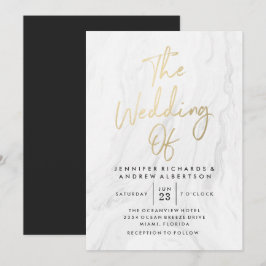 Modern White Marble Gold Script | Hochzeit Einladung