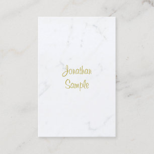 Modern White Marble Gold Script Luxus Template Visitenkarte