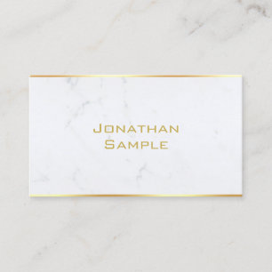 Modern White Marble Gold Template Beruflich Visitenkarte