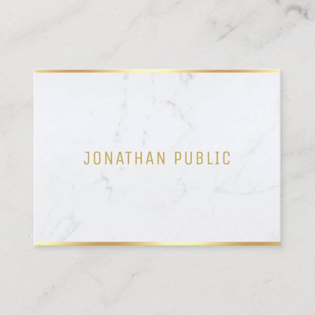 Modern White Marble Gold Text Template Elegant Visitenkarte (Vorderseite)
