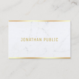 Modern White Marble Gold Text Template Elegant Visitenkarte