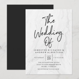 Modern White Marble Script | Einladung zur Hochzei