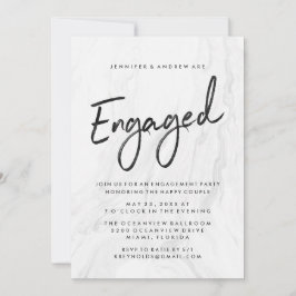 Modern White Marble Script | Engagement Einladung