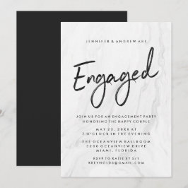 Modern White Marble Script | Engagement Einladung