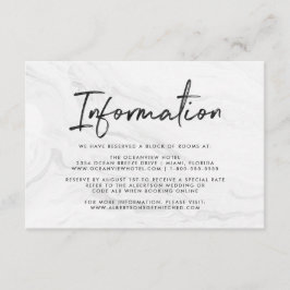Modern White Marble Script | Hochzeitsinformatione Begleitkarte
