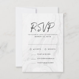 Modern White Marble Script | RSVP-Menü für Hochzei RSVP Karte
