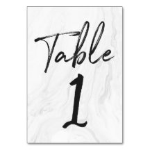 Modern White Marble Script | TISCHNUMMER 1