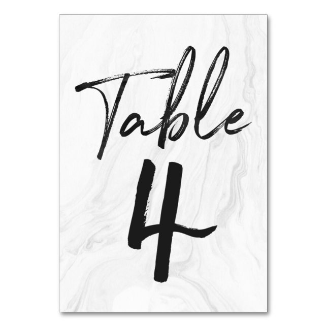 Modern White Marble Script | TISCHNUMMER 4 (Vorderseite)