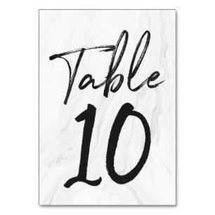Modern White Marble Script   Tischnummer Card 10