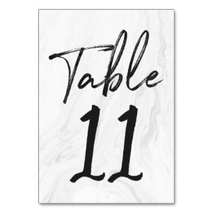 Modern White Marble Script   Tischnummer-Karte 11 Tischnummer