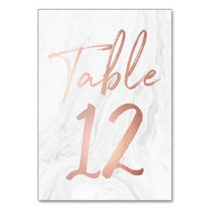 Modern White Marble Script   Tischnummer-Karte 12 Tischnummer