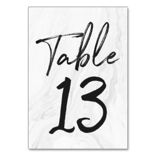 Modern White Marble Script   Tischnummer-Karte 13 Tischnummer