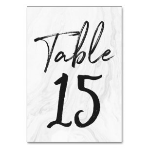 Modern White Marble Script   Tischnummer-Karte 15 Tischnummer