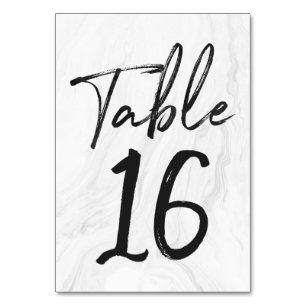 Modern White Marble Script   Tischnummer-Karte 16 Tischnummer