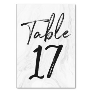 Modern White Marble Script   Tischnummer-Karte 17 Tischnummer