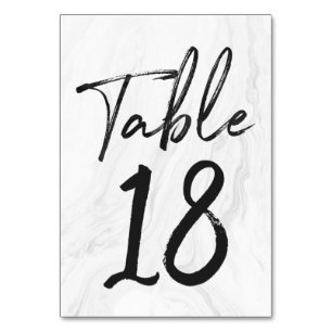 Modern White Marble Script   Tischnummer-Karte 18 Tischnummer
