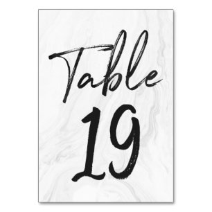 Modern White Marble Script   Tischnummer-Karte 19 Tischnummer