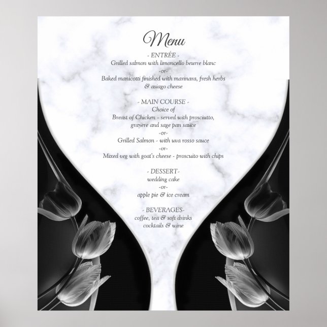 Modern White - Marbour Black Abstrakt Menu Poster (Vorne)