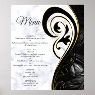 Modern White - Marbour Black Abstrakt Menu Poster