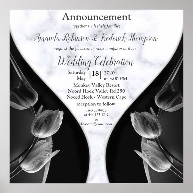 Modern White - Marmorschwarz Abstrakt Poster (Vorne)