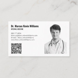 Modern White Minimalist Medical Doctor Horizontal Visitenkarte