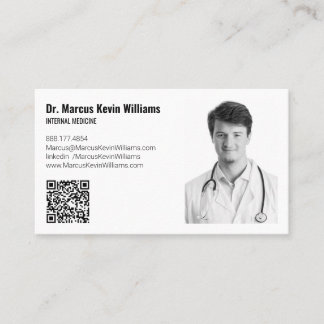 Modern White Minimalist Medical Doctor Horizontal Visitenkarte