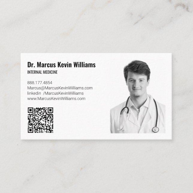 Modern White Minimalist Medical Doctor Horizontal Visitenkarte (Vorderseite)