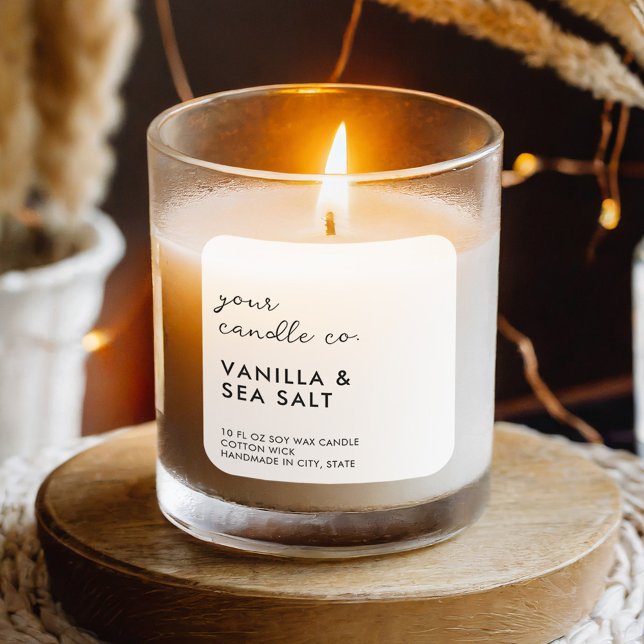 Modern White Minimalistisch Candle Label Quadratischer Aufkleber (Von Creator hochgeladen)